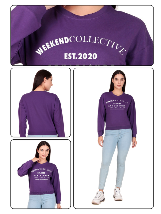 Weekend Collective Purple Crop Sweatshirt – Cozy Luxe Streetwear