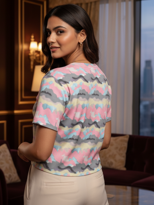 CANDY WAVE Crop Tee | Sweet Swirls of Style with Effortless Everyday Comfort