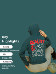 Reality Zipper Crop Hoodie – Bold Streetwear in 4 Colors