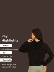 Italian Crop Hoodie – Classic Black Streetwear for Pre-Winter