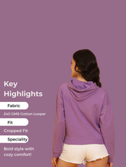 Faith of Fear Crop Hoodie – Bold Streetwear in Lavender