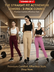 Premium Straight Fit Activewear Lowers Combo | Ultra Stretch Comfort for Everyday Performance - Pack of 3