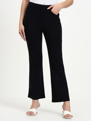 BELL BOTTOM JEGGING In Black | Retro Chic Comfort with Modern All-Season Stretch