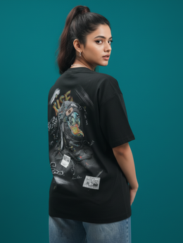 RISE Oversized T-Shirt | Black & Lavender