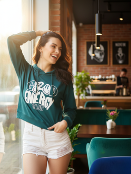 Good Energy Crop Hoodie – Vibrant Streetwear in Peacock Blue