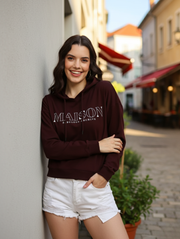 Maison Crop Hoodie – Luxe Streetwear Comfort in Wine