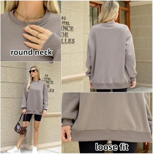 V-Hanu - Oversized Sweatshirt Women Loose Fit Cotton Vintage Crew Neck - Image 3