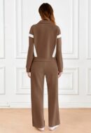V-Hanu - Women's 2 Piece Outfits Color Block Sweatsuit Zip Up Sweatshirt